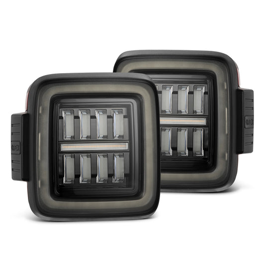 AlphaRex NOVA Prismatic LED Tail Lights (Alpha-Black): Jeep Wrangler 2018 - 2025