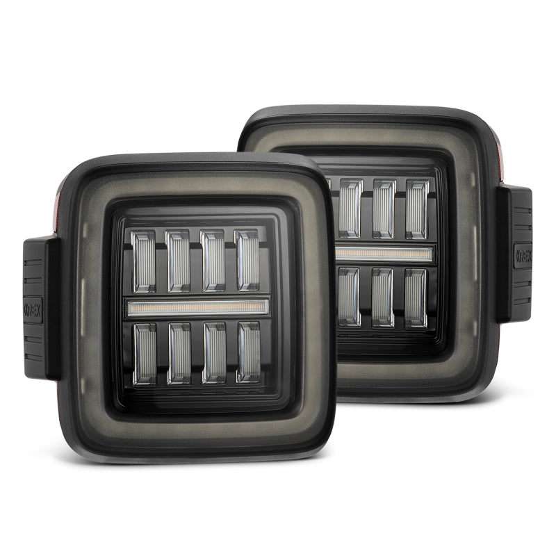 AlphaRex NOVA Prismatic LED Tail Lights (Alpha-Black): Jeep Wrangler 2018 - 2025
