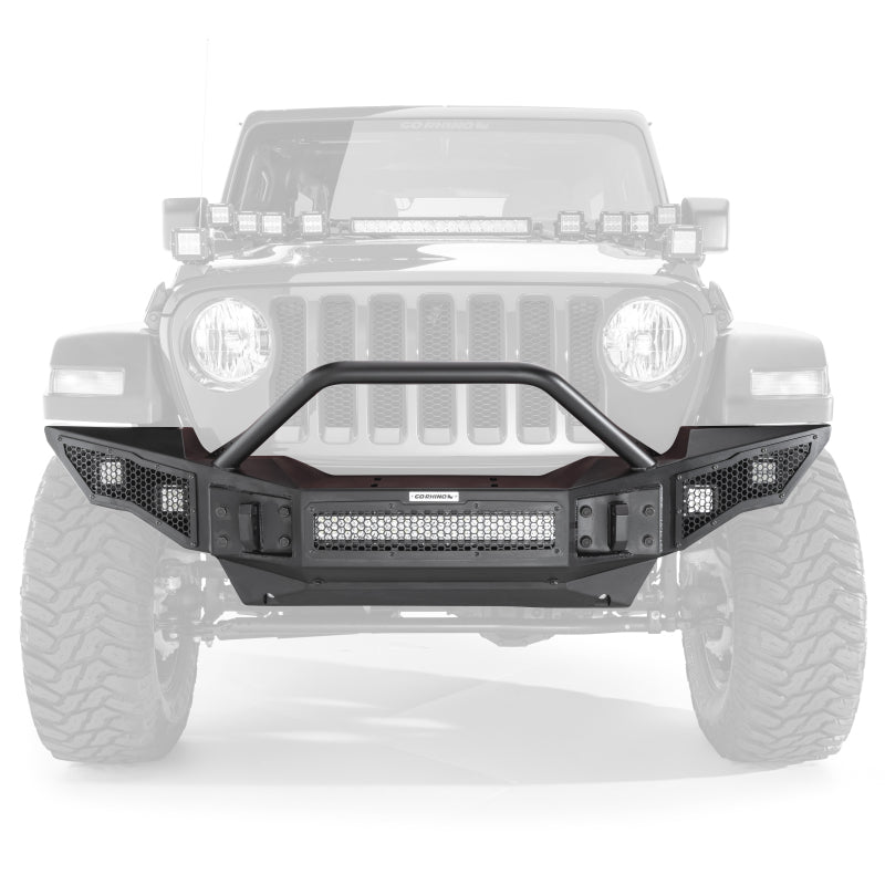 Go Rhino Rockline Full Width Front Bumper w/ Overrider (FRONT): Jeep Wrangler / Gladiator (07-26)