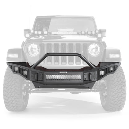 Go Rhino Rockline Full Width Front Bumper w/ Overrider (FRONT): Jeep Wrangler / Gladiator (07-26)