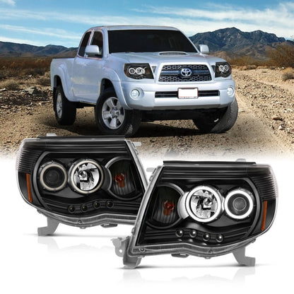 ANZO Projector Headlight Set w/ Halo Black | Toyota Tacoma (05-11) (121282)