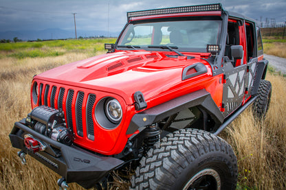 DV8 Offroad Primer Black Heat Dispersion Hood: Jeep Wrangler (18-21) / Gladiator (20-21)