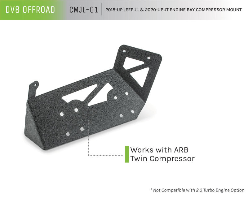 DV8 Offroad Engine Bay Compressor Mount: Jeep Wrangler (18-21) / Gladiator (20-21)