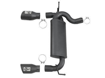 aFe Rebel Series 2.5" Axle-Back Exhaust System Black Tips (REAR): Jeep Wrangler JK 2007-2018 3.8/3.6L