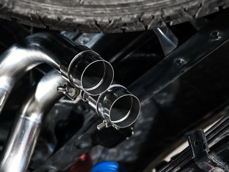 AWE 16-22 Dual Chrome Silver Tips Catback Exhaust w/ BashGuard | Toyota Tacoma (16-19 / 20-23)