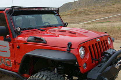 DV8 Offroad Metal Heat Dispersion Hood: Jeep Wrangler JK 2007-2018 w/ Primer Black