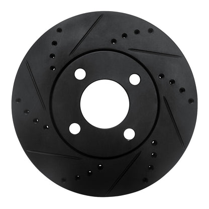R1 Concepts 90-91 Audi 90 Quattro Front Drilled & Slotted Black Brake Rotor | Ford Ranger (19-26) (ECB-73011L)