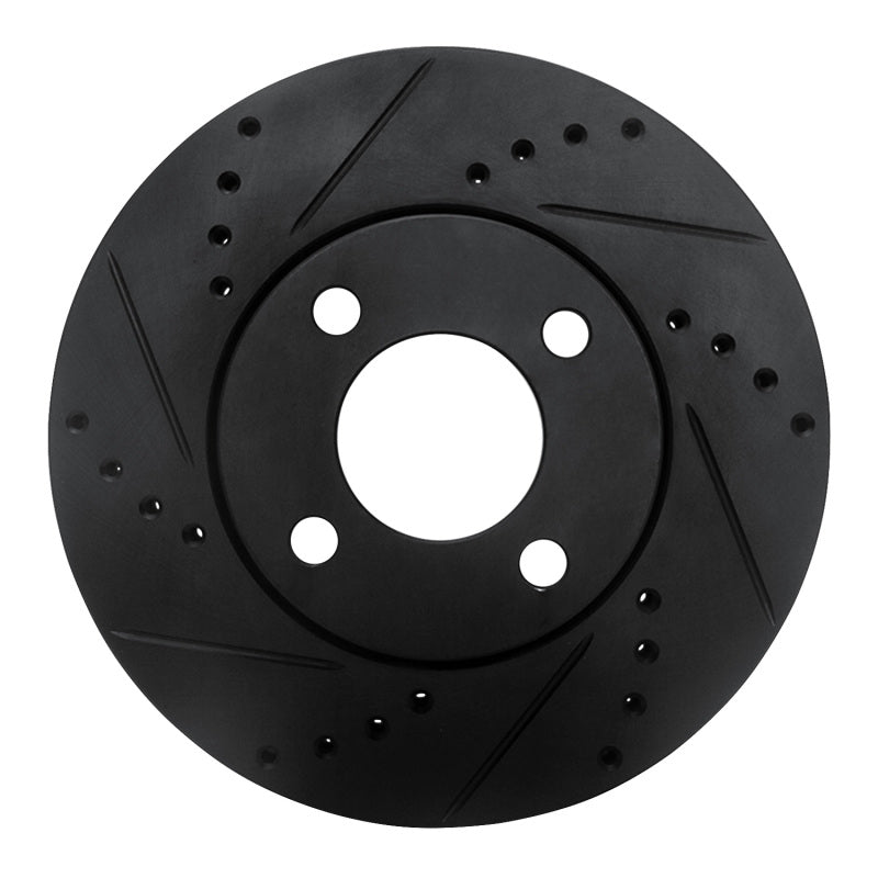 R1 Concepts 90-91 Audi 90 Quattro Front Drilled & Slotted Black Brake Rotor | Ford Ranger (19-26) (ECB-73011L)