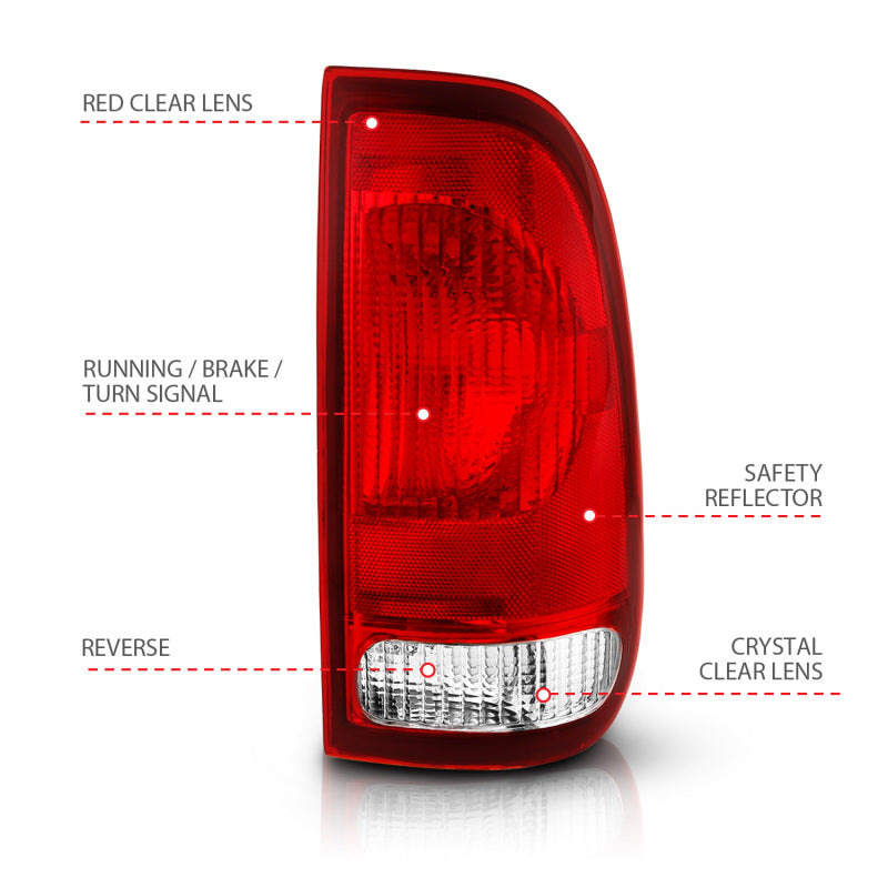 ANZO Tail Light Assembly Red/Clear Lens OE Replacement | Ford F-150 (97-03) (311307)