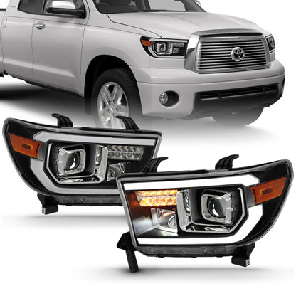 ANZO Projector Headlight Set Light Bar H.L w/Black Amber Lens | Tundra (07-14) (111447)