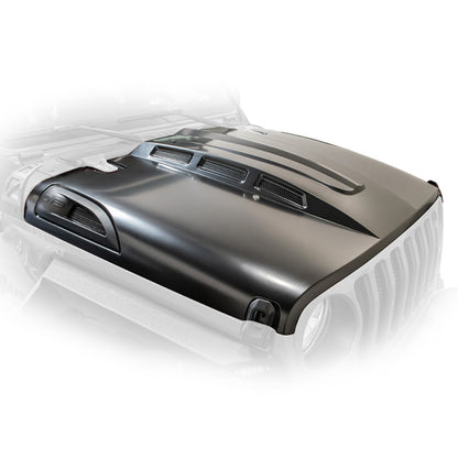 DV8 Offroad Primer Black Heat Dispersion Hood: Jeep Wrangler (18-21) / Gladiator (20-21)