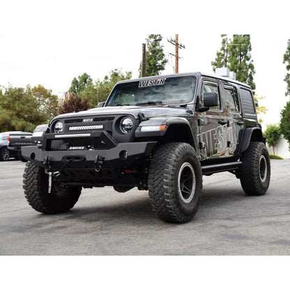 Westin Textured Black Full Width Front Bumper w/ LED Light Bar Mount: Jeep Wrangler (18-24) / Gladiator (20-24)