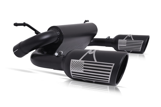 Gibson Patriot Flag Series Dual Split Axle Back Perf Exhaust Black Ceramic (REAR): Jeep Wrangler JK 2007-2018 3.6/3.8L