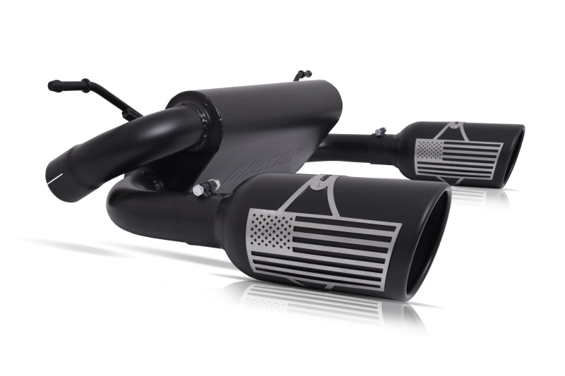 Gibson Patriot Flag Series Dual Split Axle Back Perf Exhaust Black Ceramic (REAR): Jeep Wrangler JK 2007-2018 3.6/3.8L