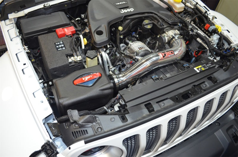 Injen PowerFlow Cold Air Intake System Wrinkle Black Dry Filter (F&R): Jeep Wrangler JL 2018-25 / Gladiator JT 2020-25 3.6L