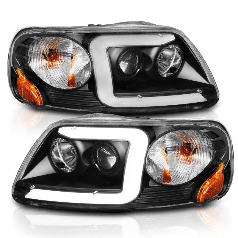 ANZO Black Projector Headlight Set w/ Light Bar | Ford Expedition (97-02) / F-150 (97-03) (111503)