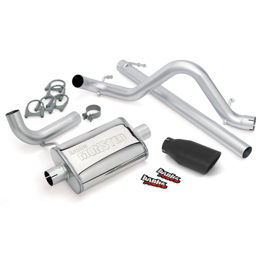 Banks Power Monster Exhaust System Cerakote Black Tip (REAR): Jeep Wrangler JK 2007-2011 3.8L 2-Door