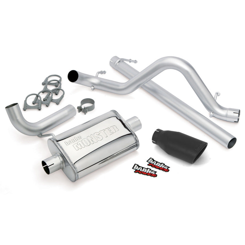 Banks Power Monster Exhaust System Cerakote Black Tip (REAR): Jeep Wrangler JK 2007-2011 3.8L 2-Door