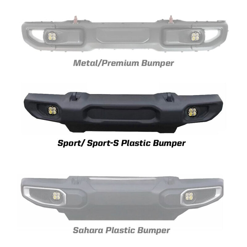Baja Designs Squadron Sport Series Fog Pocket Kit: Jeep Gladiator (20-24) / Wrangler (18-24)