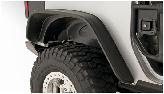 Bushwacker Flat Style Fender Flares 2pc (REAR): Jeep Wrangler (2007-2018) - Black