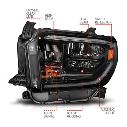 ANZO LED Crystal Headlight Set w/ Switchback Black Housing w/ DRL | Toyota Tundra (14-17) (111531)