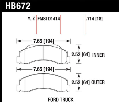 Hawk Perf Ceramic F&R Brake Pad | Ford F-150/Expedition (10-11) (HB672Z.714)