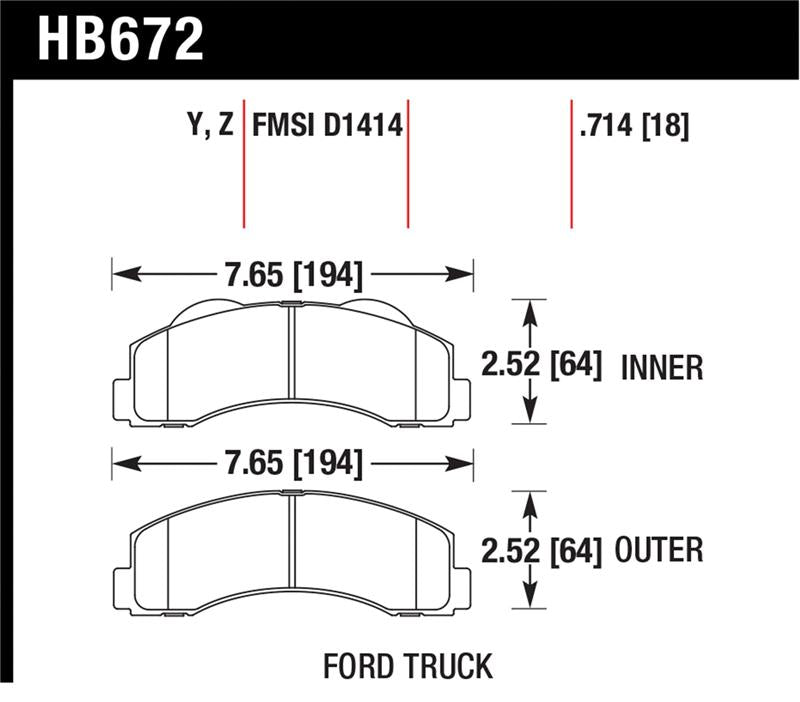Hawk Perf Ceramic F&R Brake Pad | Ford F-150/Expedition (10-11) (HB672Z.714)