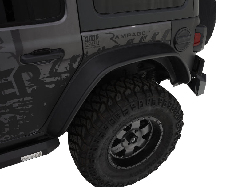 Bushwacker Flat Style Fender Flares 4pc (REAR): Jeep Wrangler (2018-24) / Gladiator 2020 - Black