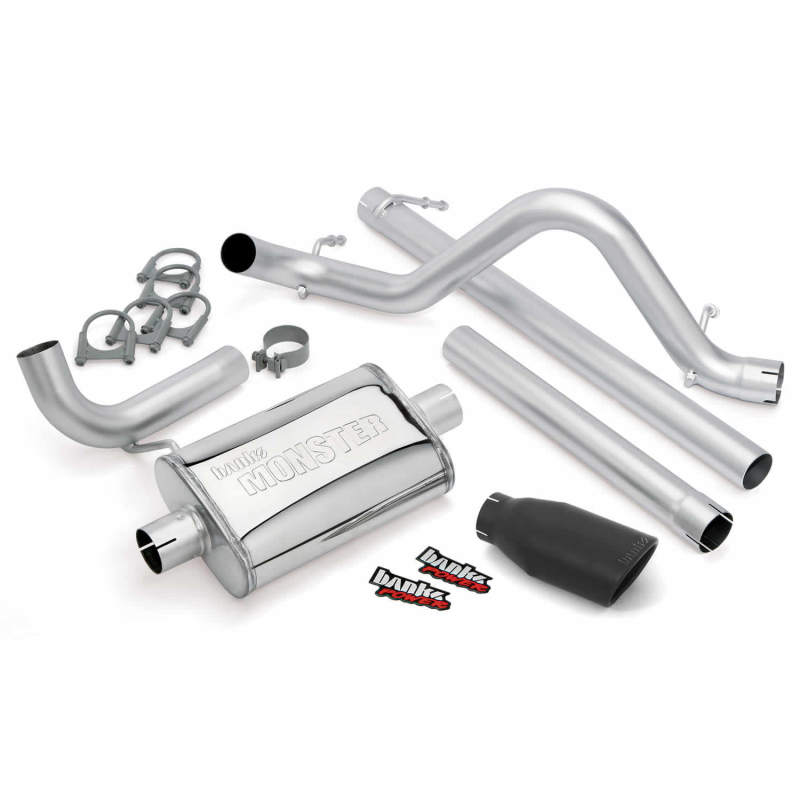 Banks Monster Exhaust System 2.5in Tip (REAR): Jeep Wrangler JK 2007-2011 3.8L - Black