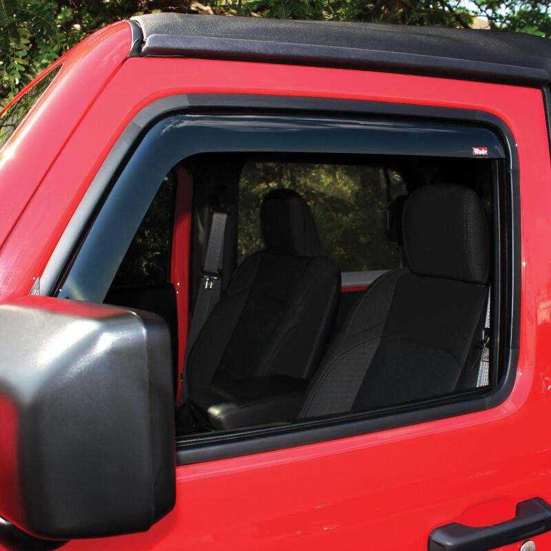 Westin Smoke Wade In-Channel Wind Deflector 2pc: Jeep Wrangler 2018-2024