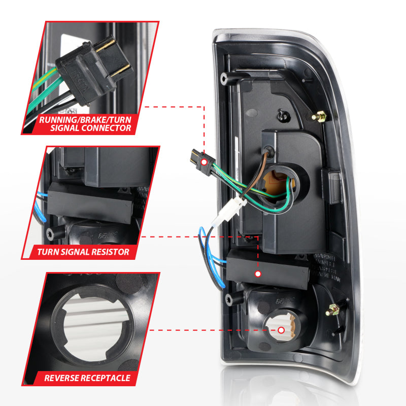 ANZO LED Tail Light Assembly w/ Light Bar Black Housing Smoke Lens | Ford F-150 (97-03) (311378)