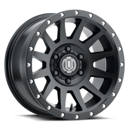 ICON 17x8.5 5x5 -6mm Offset Satin Black Wheel | Jeep Gladiator JT / Wrangler JL / JK (2017857345SB)