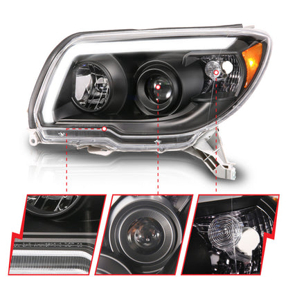 ANZO LED Bar Projector Plank Style Black Headlights | Toyota 4Runner (06-09) (111616)