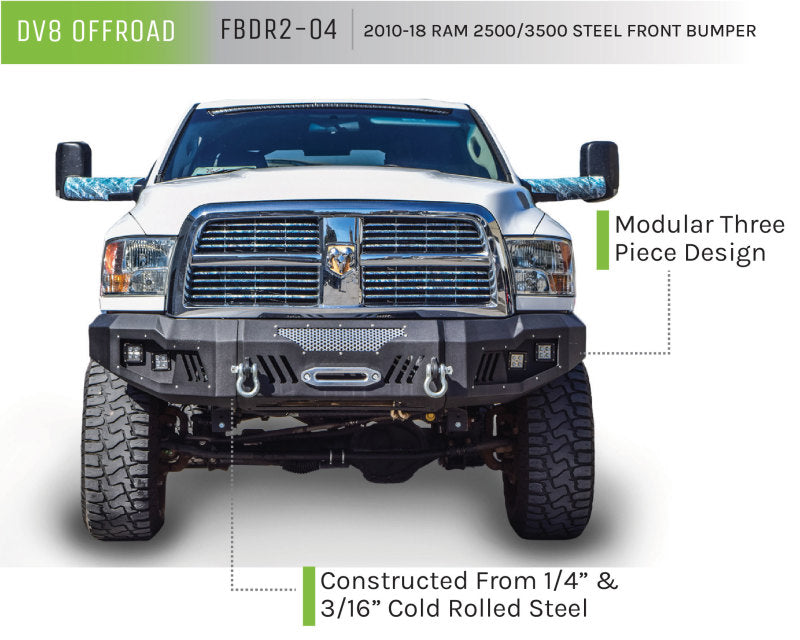 DV8 Offroad Front Bumper: Dodge Ram 2500 / 3500 (10-18) - Sand Texture Black