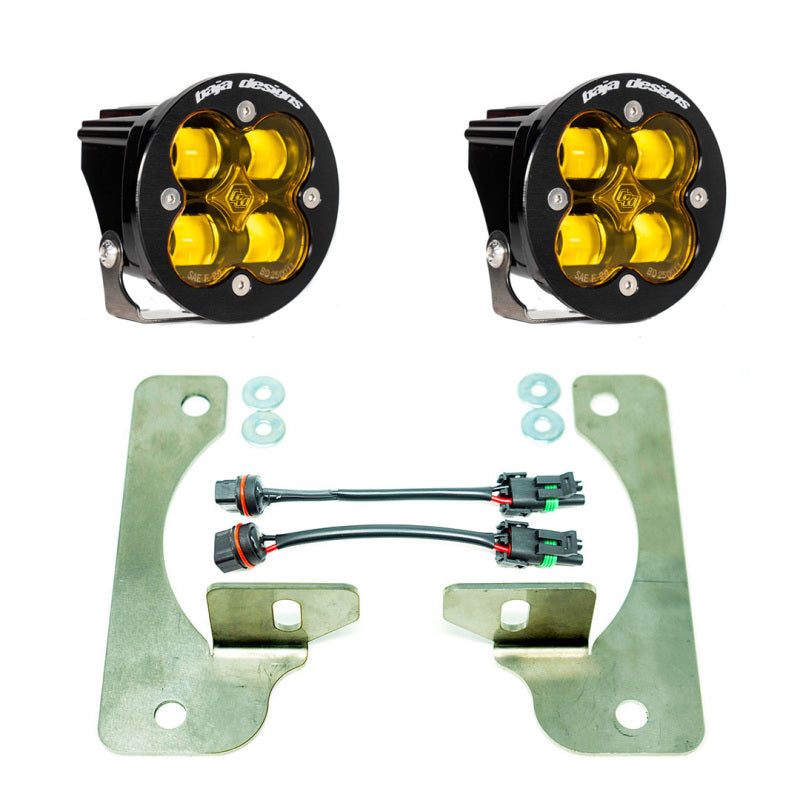 Baja Designs Amber Squadron-R Fog Light Pocket Kit: Jeep Wrangler (18-24) / Gladiator (20-24)