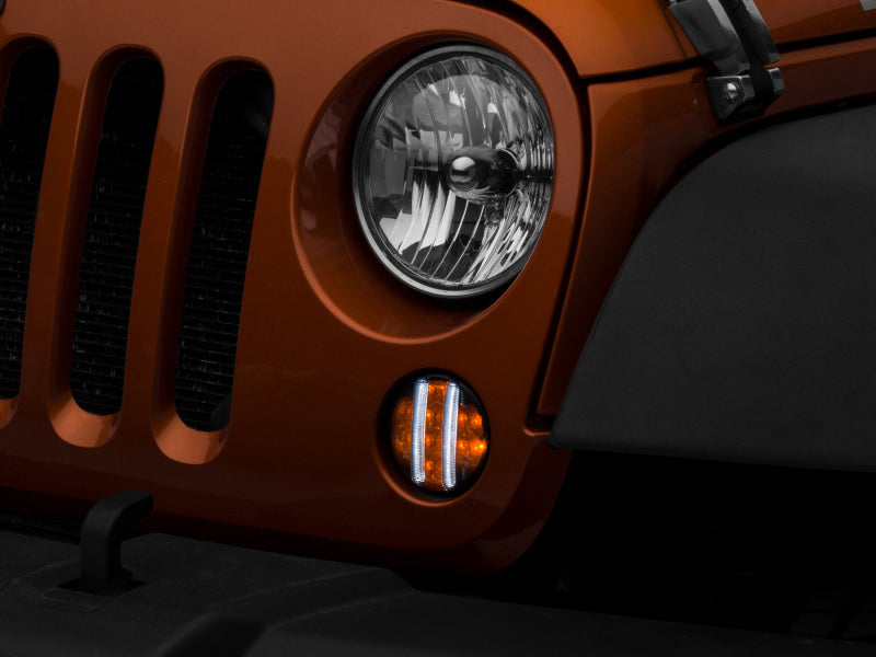 Raxiom Axial Series Smoked LED Front Turn Signals: Fits Most Jeep Wrangler Models (2007-2018)