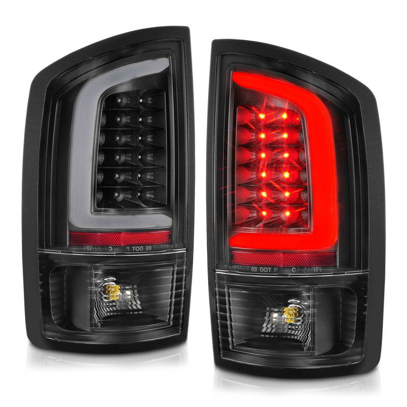 ANZO LED Tail Lights w/ Light Bar (Black/Clear): Dodge Ram 2002 - 2006 (1500, 2500, 3500)