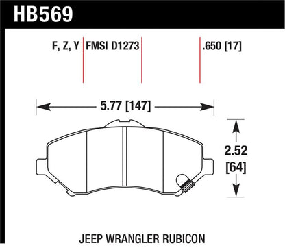 Hawk Performance LTS Front Brake Pads (FRONT): Jeep Wrangler JK 2007-18