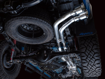 AWE 16-22 Dual Chrome Silver Tips Catback Exhaust w/ BashGuard | Toyota Tacoma (16-19 / 20-23)