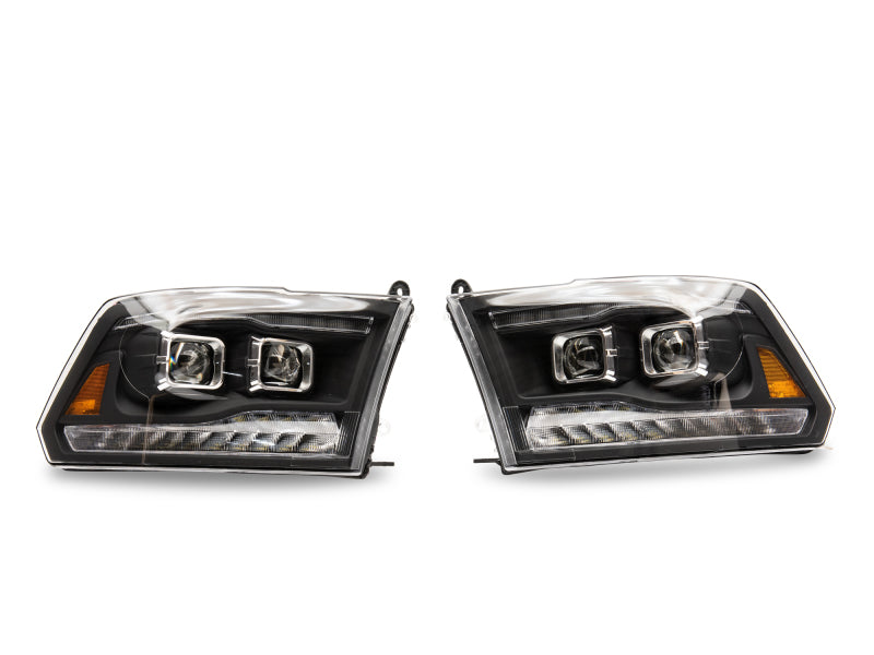 Raxiom Black LED Projector Headlights w/ Switchback (F&R): Dodge Ram / Ram 1500 (02-18)