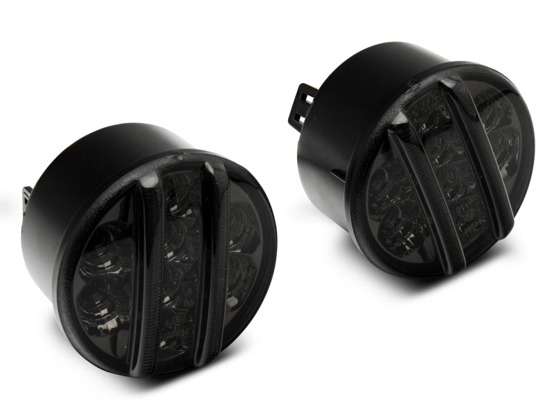 Raxiom Axial Series Smoked LED Front Turn Signals: Fits Most Jeep Wrangler Models (2007-2018)