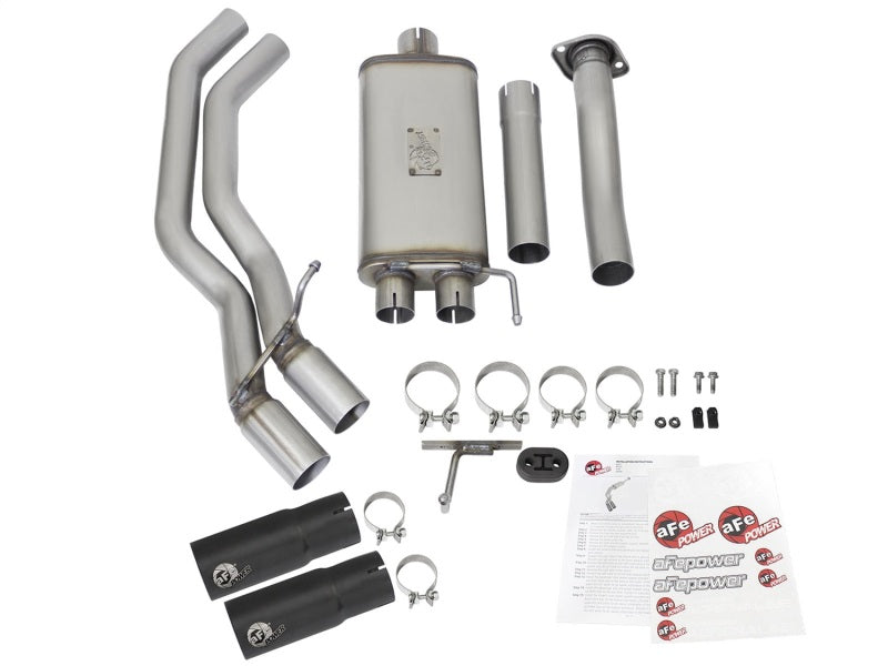 aFe 3in to 2.5in SS Cat-Back Exhaust w/ Black Tip | Ford F-150 EcoBoost V6/V8 (15-16) (49-43081-B)