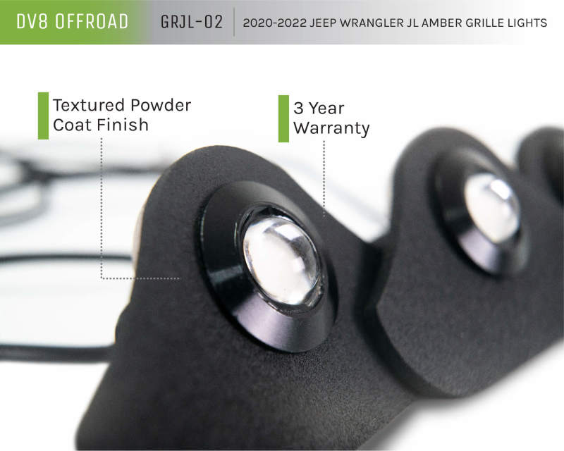 DV8 Offroad Amber Marker Lights: Jeep Wrangler (18-21) / Wrangler JK (18)