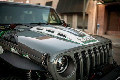 DV8 Offroad Primer Black Heat Dispersion Hood: Jeep Wrangler (18-21) / Gladiator (20-21)