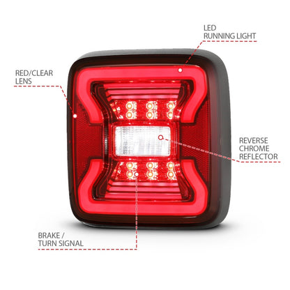 ANZO LED Tail Lights (Black): Jeep Wrangler JL 2018 - 2025