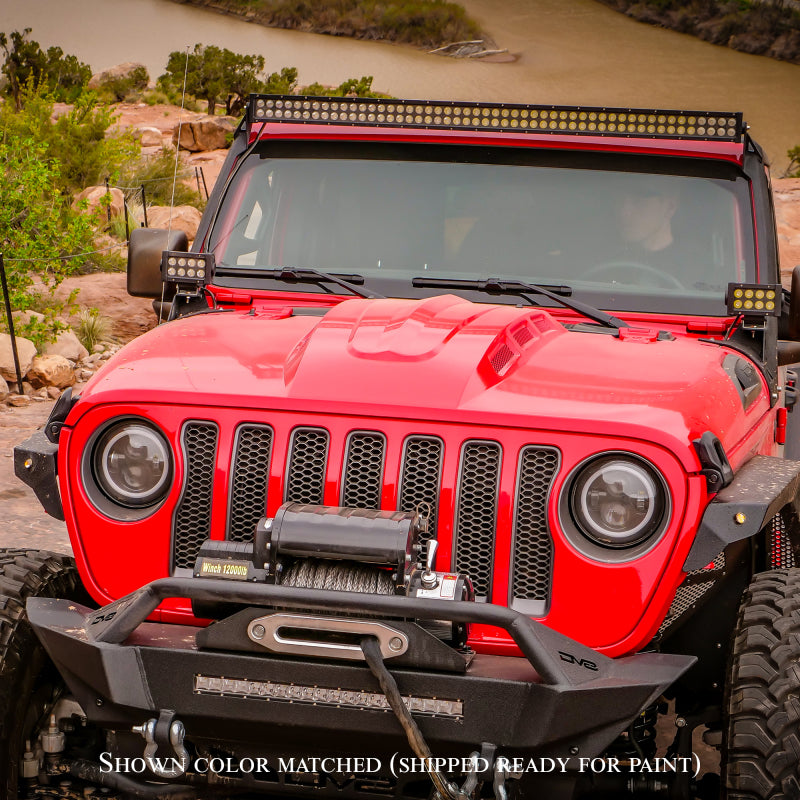 DV8 Offroad Primer Black Heat Dispersion Hood: Jeep Wrangler (18-21) / Gladiator (20-21)