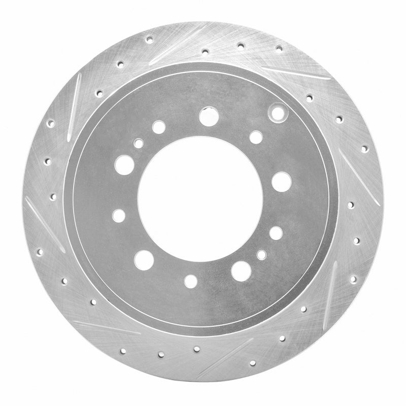 R1 Concepts Rear Left Drilled & Slotted Silver Brake Rotor | Toyota Land Cruiser (14-18 / 19-21 / 07-09 / 10-13)