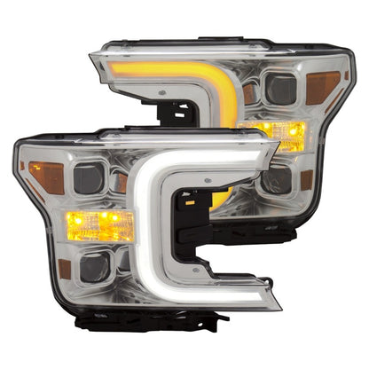 ANZO Projector Headlights w/ Plank Style Switchback Chrome w/ Amber | Ford F-150 (18-19) (111399)