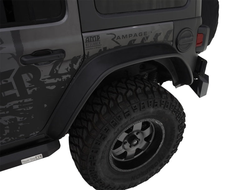 Bushwacker Flat Style Fender Flares 4pc (REAR): Jeep Wrangler (2018-24) / Gladiator 2020 - Black