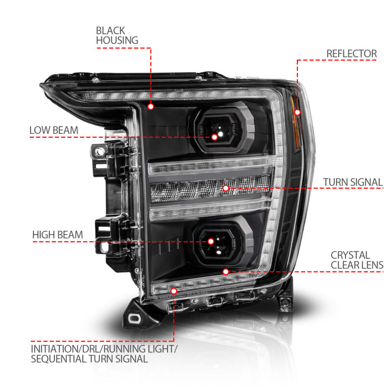 ANZO LED Projector Headlight w/ Switchback + Sequential | Ford F-150 (21-23) (111594-L)